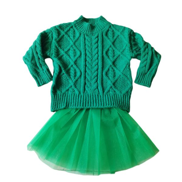 Abiti da ragazza 3-15 anni Irlanda Festa di San Patrizio Ragazza Maglione Tutu Abito Primavera Maglione verde Principessa Costumi per feste Abbigliamento Neonate 231114