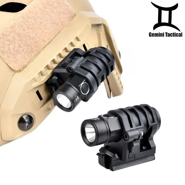 Torce elettriche Torce tattiche Casco leggero FAST Torcia stroboscopica Zoom telescopico Lampada di sicurezza di sopravvivenza con supporto per morsetto per cappello Caccia da campeggio 231114