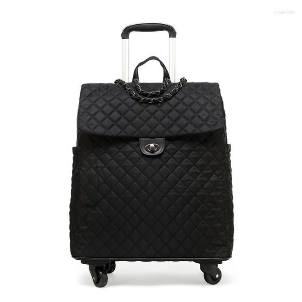 Duffel Bags Women Fashion Travel Bag Bag Girls Universal Wheel 20 polegadas Embarque a mala à prova d'água Bagagem portátil