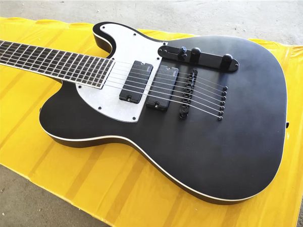 SCT Stephen Carpenter 7 cordas preto fosco guitarra elétrica cordas através do corpo ponte branco pérola pickguard China EMG captadores 9V caixa de bateria preta Hardawre