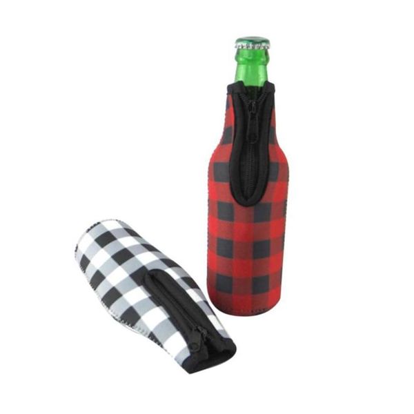 Altro Cucina Sala da pranzo Bar Neoprene Christmas Check Bottle Cooler Blanks all'ingrosso Buffalo Plaid Wrap Beer Ers Gift Lx01133 Dhdj3