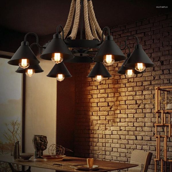 Kolye lambaları Retro Endüstriyel Stil Halat Aydınlatma Armatürleri Yaratıcı Oturma Odası Restoran Avizesi Kişiselleştirilmiş Bar Dekoratif