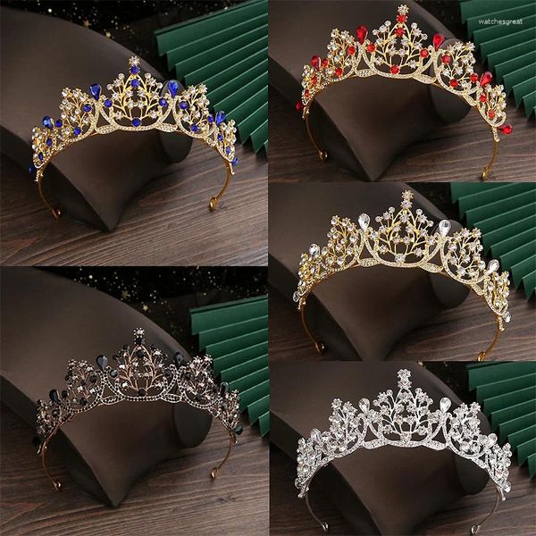 Saç klipleri moda kristal prenses tiara ve taç barok kafa bantları gelin pageant aksesuarları kızlar diadem kadın düğün