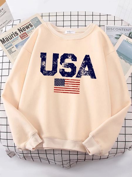 Moletom com capuz feminino EUA letras bandeira americana estrelas e listras com capuz rua oversize personalidade quente moletom hip hop roupas macias 231114