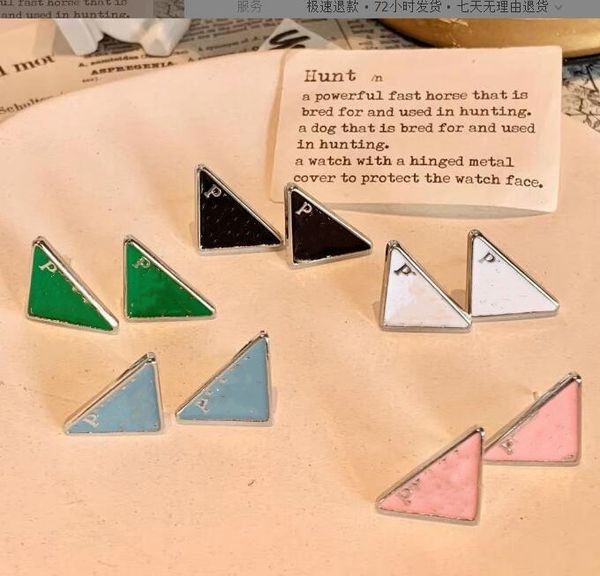 Fashion brand alphabet inverted triangle logo Stud Euro-American alphabet 925 silver ear ring fine jewelry accessories couple home gifts