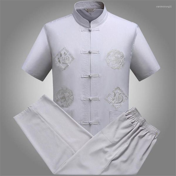 Roupa étnica Tang Suit Strang Chinese para homens do estilo de camisa do ano Top Pant Hanfu Blouse Party Party
