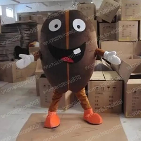 Simulazione Chicco di caffè Costume mascotte Carnevale Abito unisex Taglia per adulti Festa di compleanno di Natale Festival all'aperto Vestire oggetti di scena promozionali