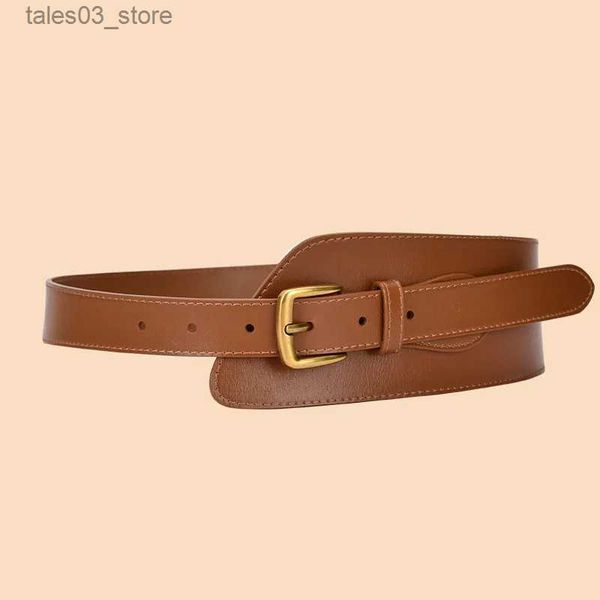 Cintos Brown Cowhide Cinturão Senhoras Designer de Luxo de Alta Qualidade Feminino Pin Buckle Couro Largo Cinto Casaco Decorativo Espartilho para Mulheres Q231115