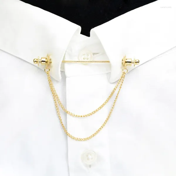 Broches camisa francesa colarinho agulha broche evitar exposição unissex negócios cerimônia de casamento cobre franjas corrente clássico de alta qualidade