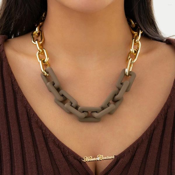 Ожерелья с подвесками, золотая массивная цепочка в стиле хип-хоп для женщин, модные преувеличенные ювелирные изделия в стиле панк, красочное массивное ожерелье из смолы, женские подарки