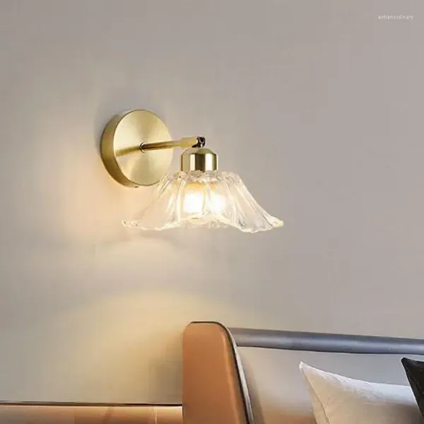 Lampada da parete Specchio da bagno Luce frontale Retro Stile giapponese Moderno Nordic Illuminazione da comodino in vetro