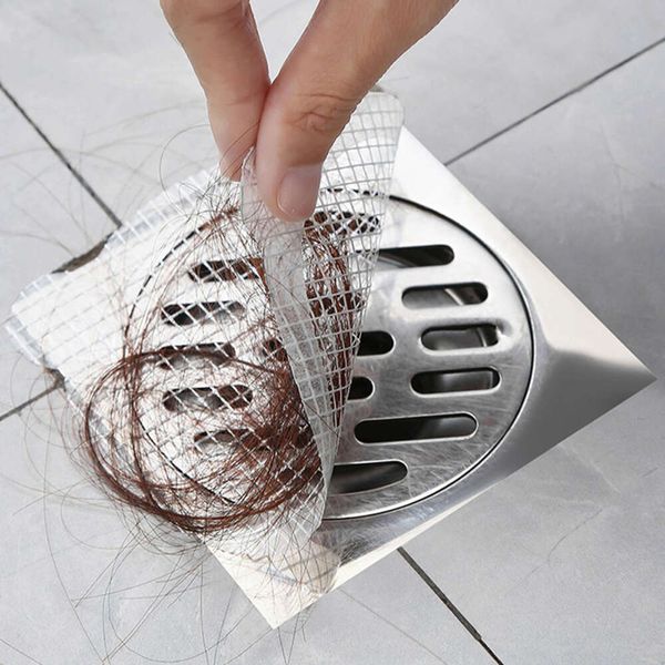 Novo 10 pçs anti-bloqueio tela de filtro descartável dreno de chão adesivo coletor de cabelo dreno rolha capa cozinha acessórios do banheiro