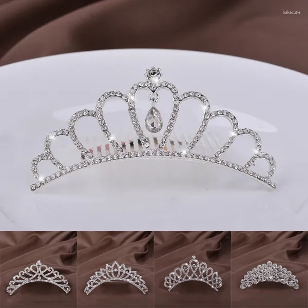 Haarspangen Kinder Mädchen Prinzessin Krone Kamm Party Braut Tiara Diadem Kristall Blumen Hochzeit Zubehör Kinder Kopf Schmuck Geschenk