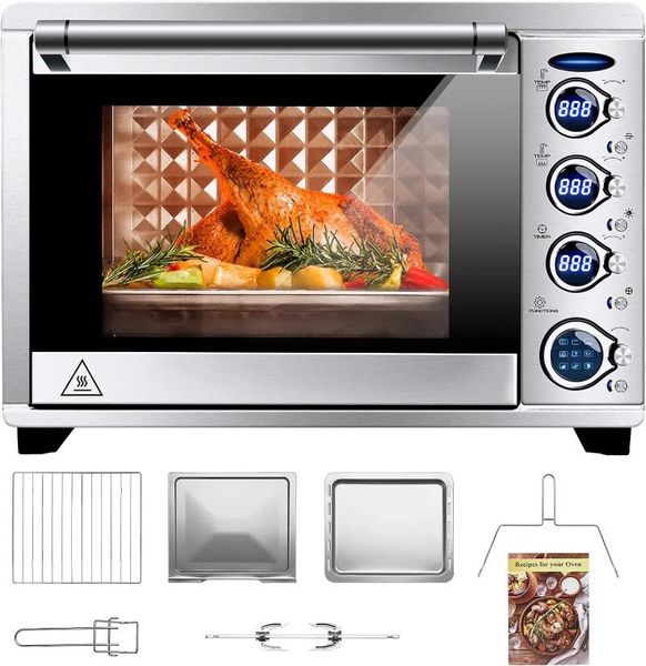 Fornos elétricos Forno - 38QT XXL Bancada de aço inoxidável de convecção com funcionalidade 9 em 1 Controle digital Modo de exibição Eco am