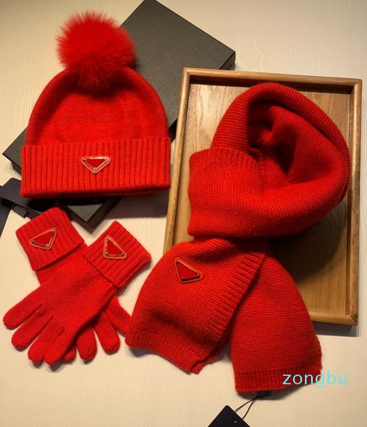 Männer und Frauen Winter Stück Schals Designer Hut Schal Wolle Hawaii-Schal Hut Handschuh Set Box