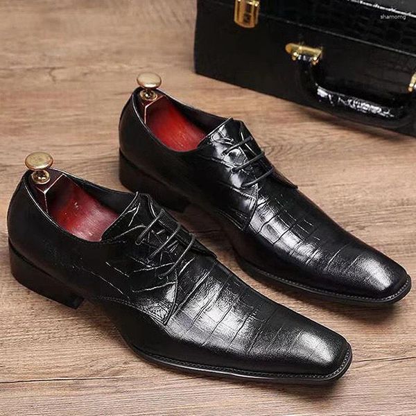 Kleid Schuhe Luxus Männer Loafer Leder Formale Herren Casual Business Derby Schwarz Echte Mann Schuh Büro Hochzeit