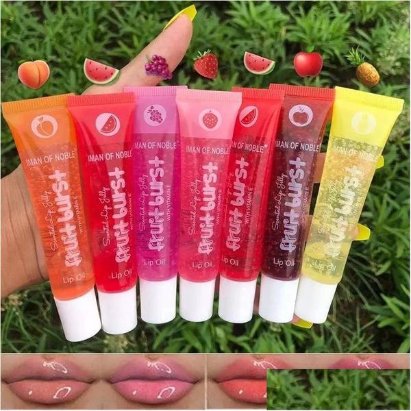 Dudak parlak meyve patlaması dudak yağı kokulu erik parlatıcı nemlendirici jöle parlak E vitamini yağlar lipgloss 6pcs Damla Teslimat Sağlık güzelliği dhiol yapmak