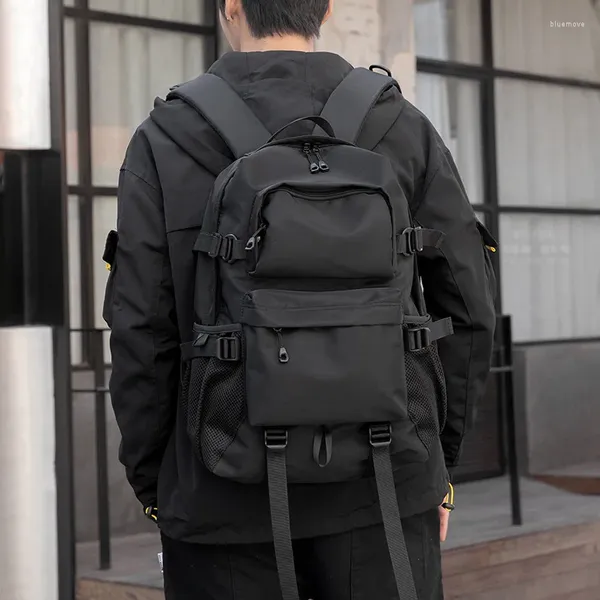 Рюкзак японский многофункциональный модный унисекс большой вместимости для путешествий студент практичный для отдыха черный