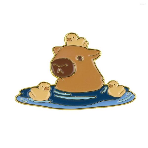 Broşlar sevimli şeyler capybara emaye pin karikatür ördekler broş kıyafetler şapka kot gömlek sırt çantası rozeti aksesuarları mücevher hediye yq1551