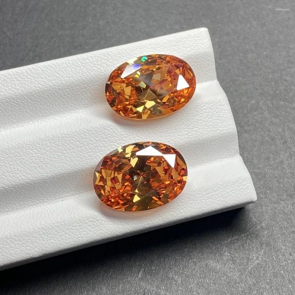 Pedras preciosas soltas CZ Stone Oval Cut Cubic Zirconia 10x12mm Tamanho grande Zircão laranja