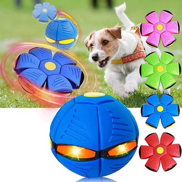 Pet Oyuncak Uçan Saucer Ball Sihirli UFO Küre Köpek Küreye basan Parlayan Dönüştüren Decompresyon Decompresyon Ebeveyn-Çocuk Etkileşimleri Köpekler için Uçan Top