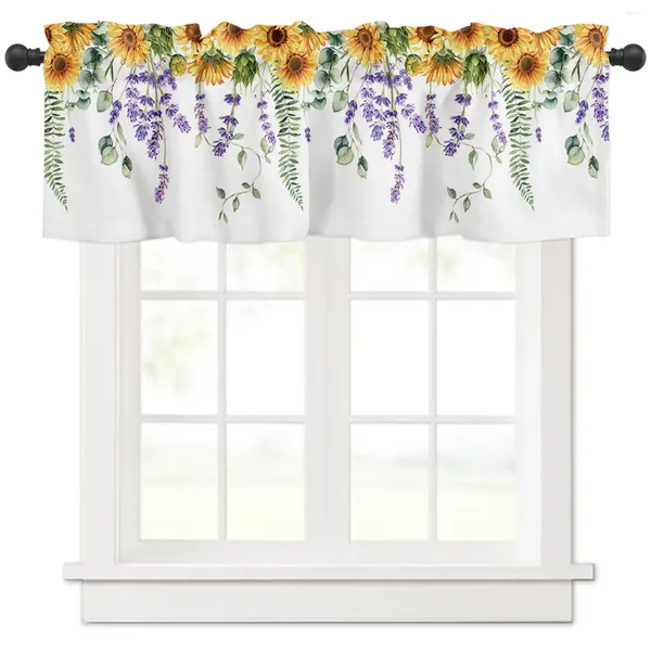 Cortina primavera eucalipto girassol lavanda cozinha janela cortinas decoração para casa curto sala de estar quarto pequenas cortinas