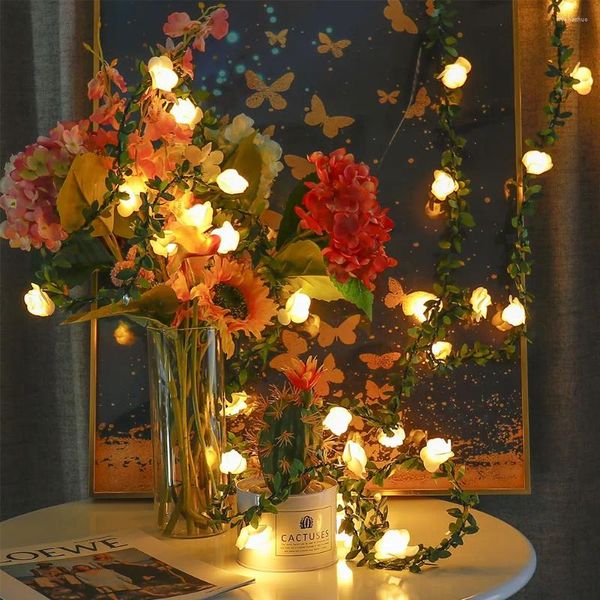 Saiten Rose Blume Batteriebetriebene LED Lichterketten Hochzeit Valentinstag Event Party Garten Girlande Dekor Lampe Dekoration
