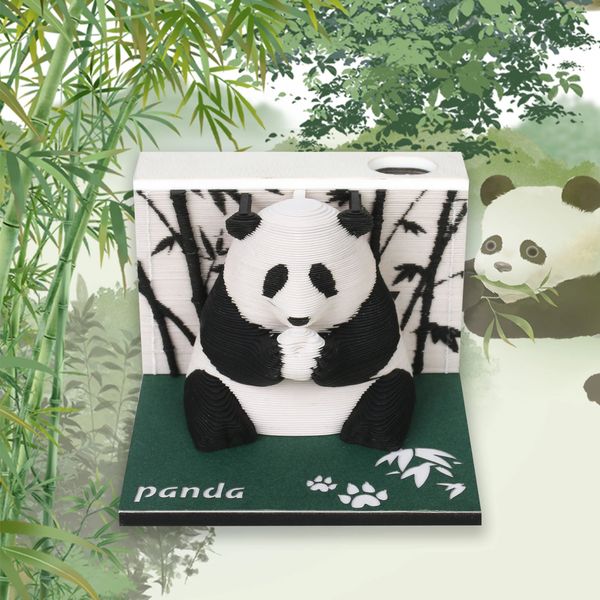 Calendário Omoshiroi Bloco 3D Bloco de Notas Mini Panda Modelo de Papel 217 Folhas Blocos de Memorando Notas Bonitos Bloco de Notas 3D Bloco de Notas Pegajosas Presentes para Crianças 231115