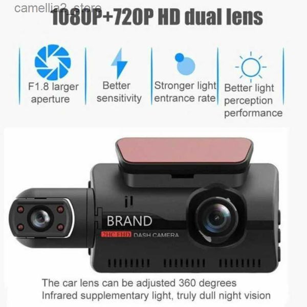 Carro DVR Carro Dashcam Câmera Dupla HD Dentro Da Câmera Frontal Traseira 2 Lente Gravador Carro DVR Gravadores Dash Cam Auto Grande Angular Visão Noturna Q231115