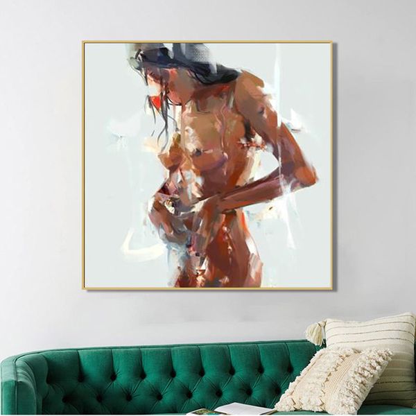 Astratta donna nuda ritratto dipinto ad olio su tela poster e stampe immagine di arte della parete per soggiorno decorazioni per la casa senza cornice