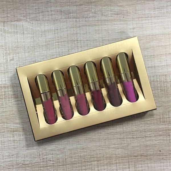 Trucco Oro Lucidalabbra 6 Colori Compleanno Edizione Limitata Rossetto Liquido Opaco Kit Lucidalabbra 6 pz/set Lipkit