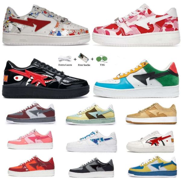 Freizeitschuhe Bapestar Herren Damen Sk8s Schuh Camo Concepts liefern exklusive Bade-Aped-Lila-Grün-Trainer Sportschuhe Dreifache weiße Sneakers