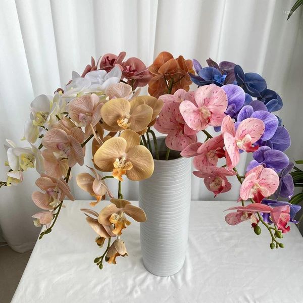 Fiori decorativi 9 teste 3D Farfalla Orchidea francese Decorazione domestica Phalaenopsis artificiale Matrimonio Fiore finto Muro fai da te