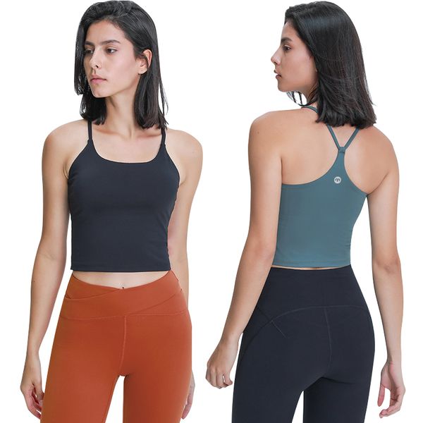 L-038 Longline Sport-BH, Workout-Top mit Polsterung, Yoga-BH Sexy Y-förmiger Rücken für Damen, schweißabsorbierend, elastisch, eng anliegende Fitnessbekleidung LU-MELUCK