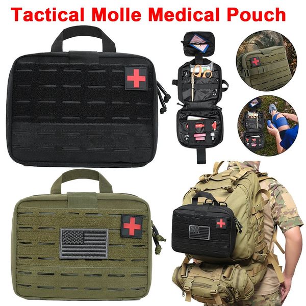 Borse da esterno Pacchetto militare di emergenza Borsa portatile per forniture salvavita Borsa di stoccaggio con toppa della Croce Rossa Zaino tattico Molle 231114