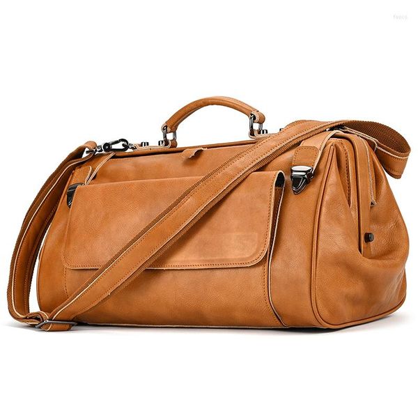 Duffel Bags LuUfan Big Capacy Travel for Men Soft Genuine Leather Women Weekend Bolsa Bolsa grande de Bagagem de Vaca Macho