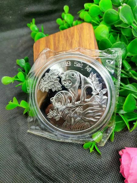 Crafts Chineses Shanghai Mint 5 oz 1992 Ano Panda Medalhão Comemorativo de Prata