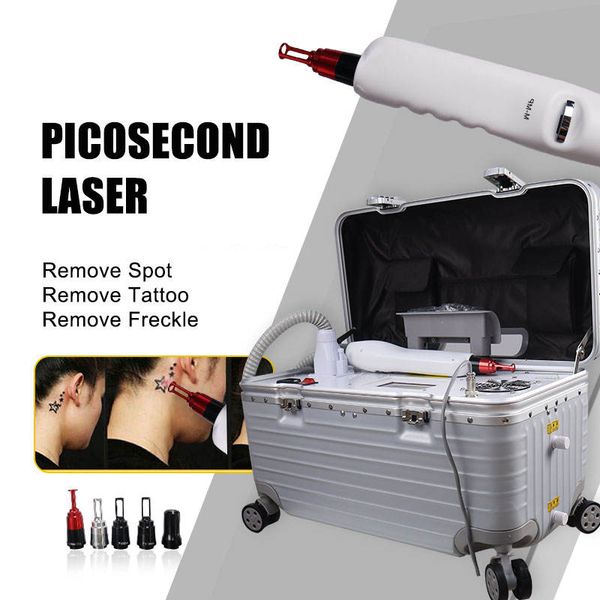 Pull Rod Style Portable Nd Yag Laser a picosecondi Macchina per tatuaggi/lavaggio delle sopracciglia Pigmento Rimuovi il viso nero Dispositivo per schiarire la pelle della bambola 3 colori Opzionali