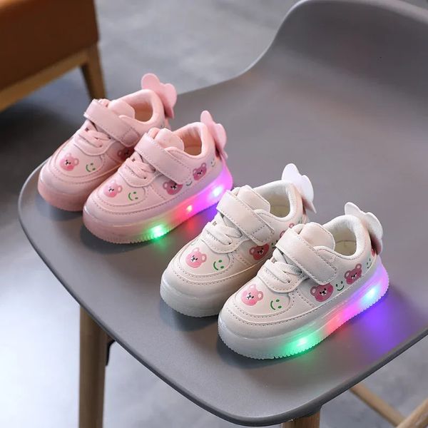 Кроссовки Zapatillas со светодиодной подсветкой, детская обувь для девочек и мальчиков, светящаяся повседневная нескользящая мягкая светящаяся обувь для малышей с изображением маленького медвежонка231115