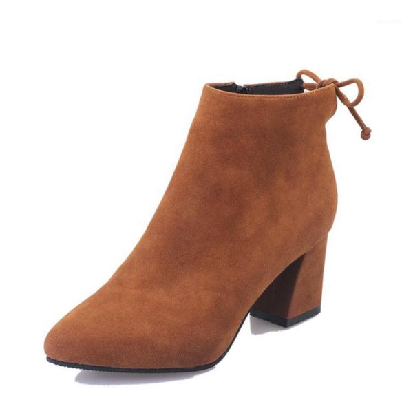 Stiefel Herbst und Winter Damen Mattleder Spitz Mode Booties dick mit lässiger Größe 34-451