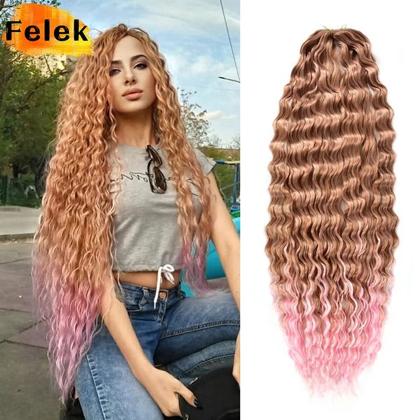 Bulk di capelli umani Onda profonda Torsione all'uncinetto Riccioli afro sintetici naturali Trecce Estensioni intrecciate Ombre per le donne LowTempreture 231115