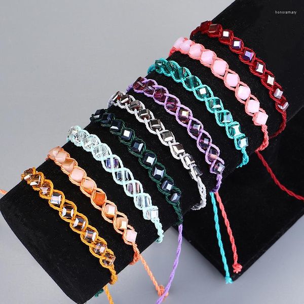 Charm Bracelets Böhmen Handmade Crystal For Women Schmuck Geschenke Adjsutable Lace Up Weave Rope Bracelet Bransoletki Damskie