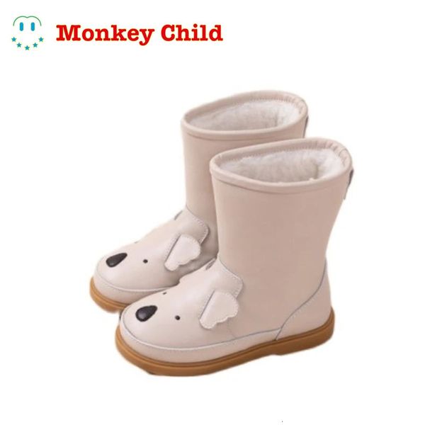 Botas pequeno macaco dos desenhos animados animais crianças botas de neve couro genuíno coelho crianças sapatos inverno quente pelúcia meninas bonito tênis menino 231115
