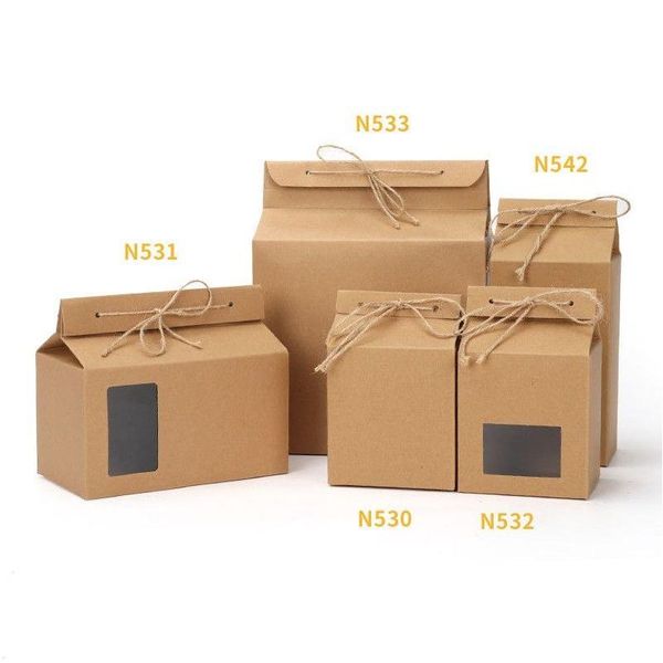 Подарочная упаковка Коробка для упаковки чая Картон Крафт-бумага Сложенный контейнер для хранения пищевых орехов Стоячие упаковочные пакеты Подарочная упаковка Прямая доставка H ₽2Jm