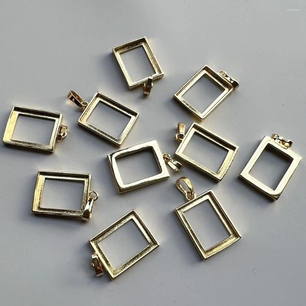 Anhänger-Halsketten 10pcs/lot 12x16mm Kupfer mit vergoldeter rechteckiger Basis für Einstellungs-Stein