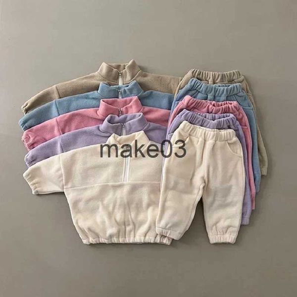 Set di abbigliamento 2 pezzi Set di abbigliamento per bambini invernali Set di alta qualità per bambini a maniche lunghe in tinta unita Maglione + pantaloni della tuta Abbigliamento per bambini Collo alto Tuta sportiva J231020