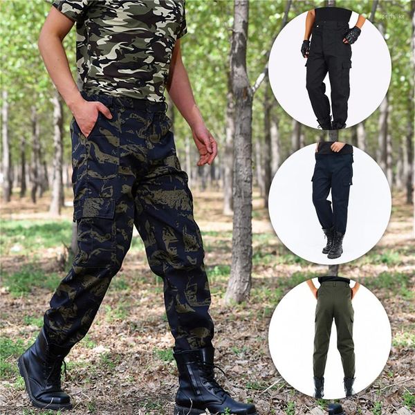 Pantaloni da uomo Camuffamento militare Combat Cargo Uomo Casual Cotone Multi tasche Hip Hop Streetwear Army Pantaloni lunghi dritti