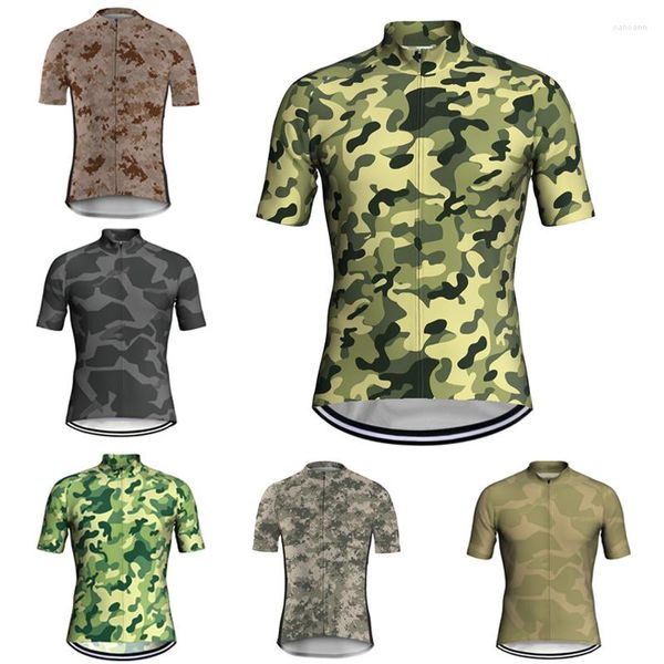 Yarış Ceketler Erkek Camo Bisiklet Gömlek Kısa Kol Downhill Giysileri Yol Jersey MTB Bisiklet Kazak Bisiklet Çarkı Üst Ceket Kaliteli Giyim