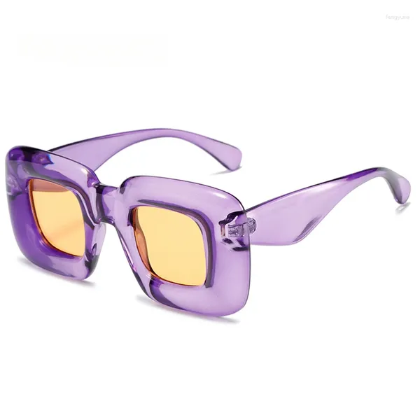 Sonnenbrille Mode Bunte Quadratische Frauen Designer Lila Gelb Farbtöne UV400 Männer Y2K Sonnenbrille