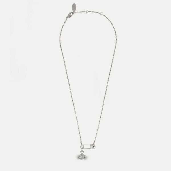 r Collana in argento con spilla pianeta 40 cm La collana da donna con ciondolo in zircone con spilla in argento 925 standard non sbiadisce mai